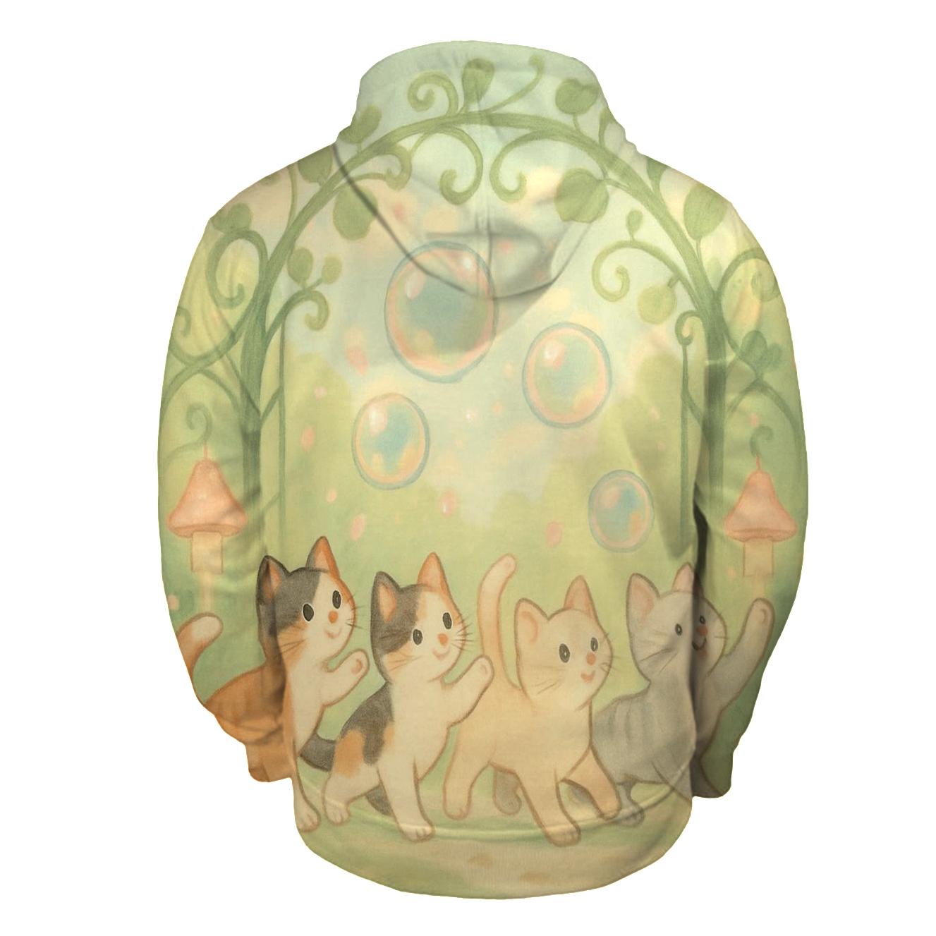 Garden Gate Bubble Parade Cats lightweight hoodies