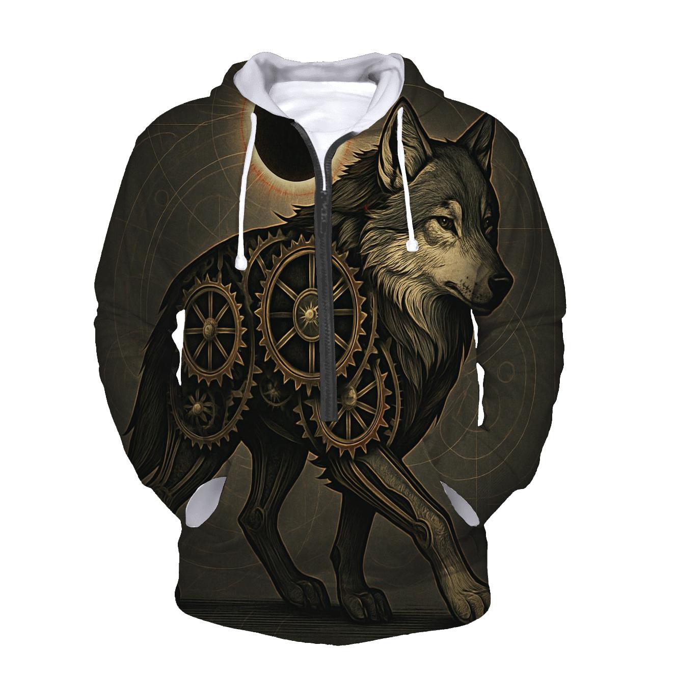Clockwork Eclipse Wolf graphic hoodies