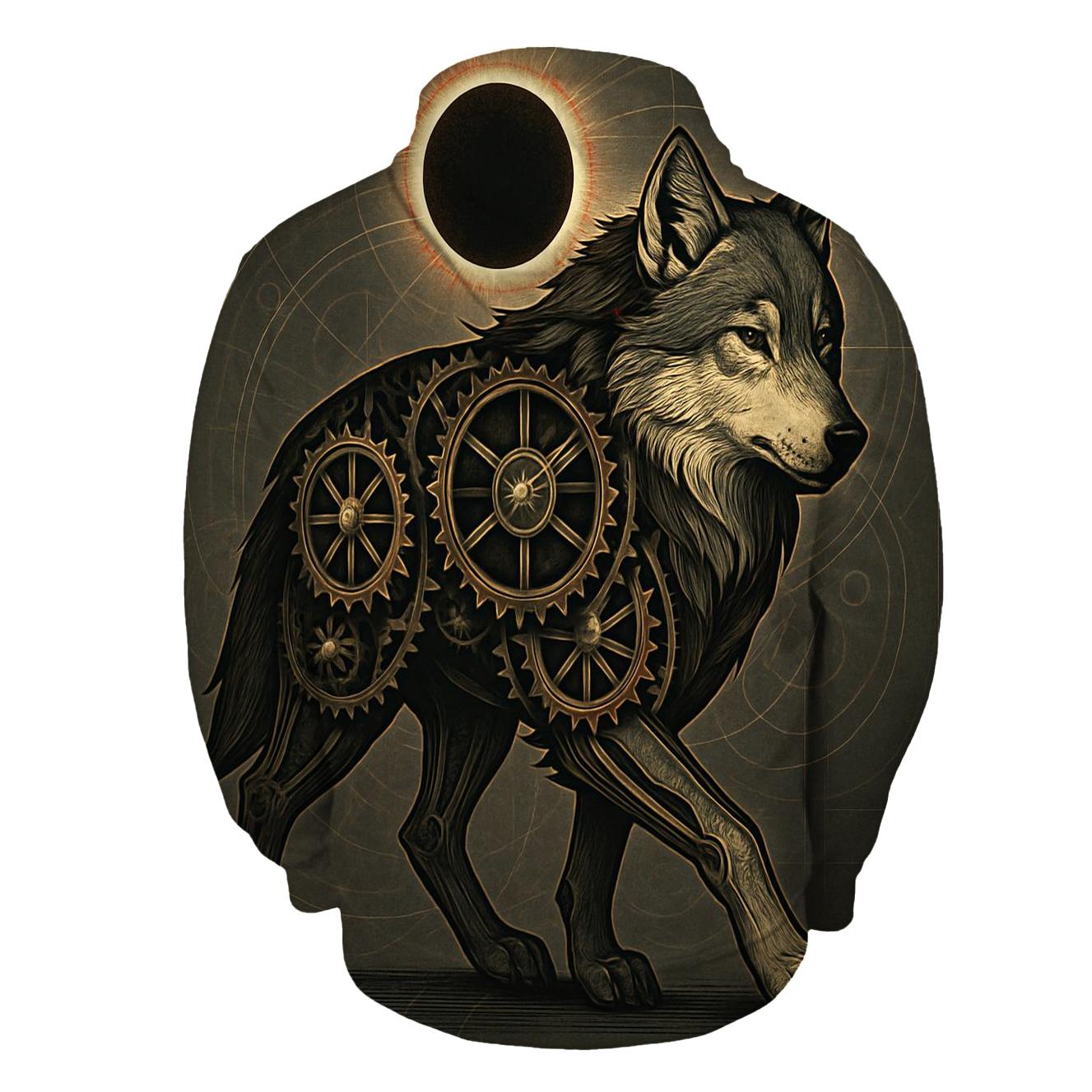 Clockwork Eclipse Wolf graphic hoodies