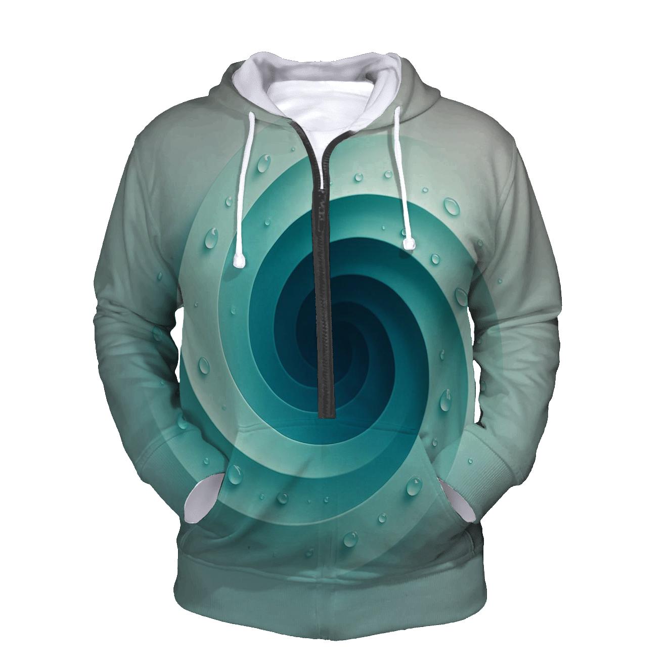 Teal Vortex Garden graphic hoodies