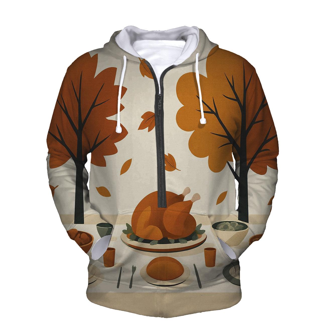 Sunlit Leaves Over The Feast Table embroidered hoodies