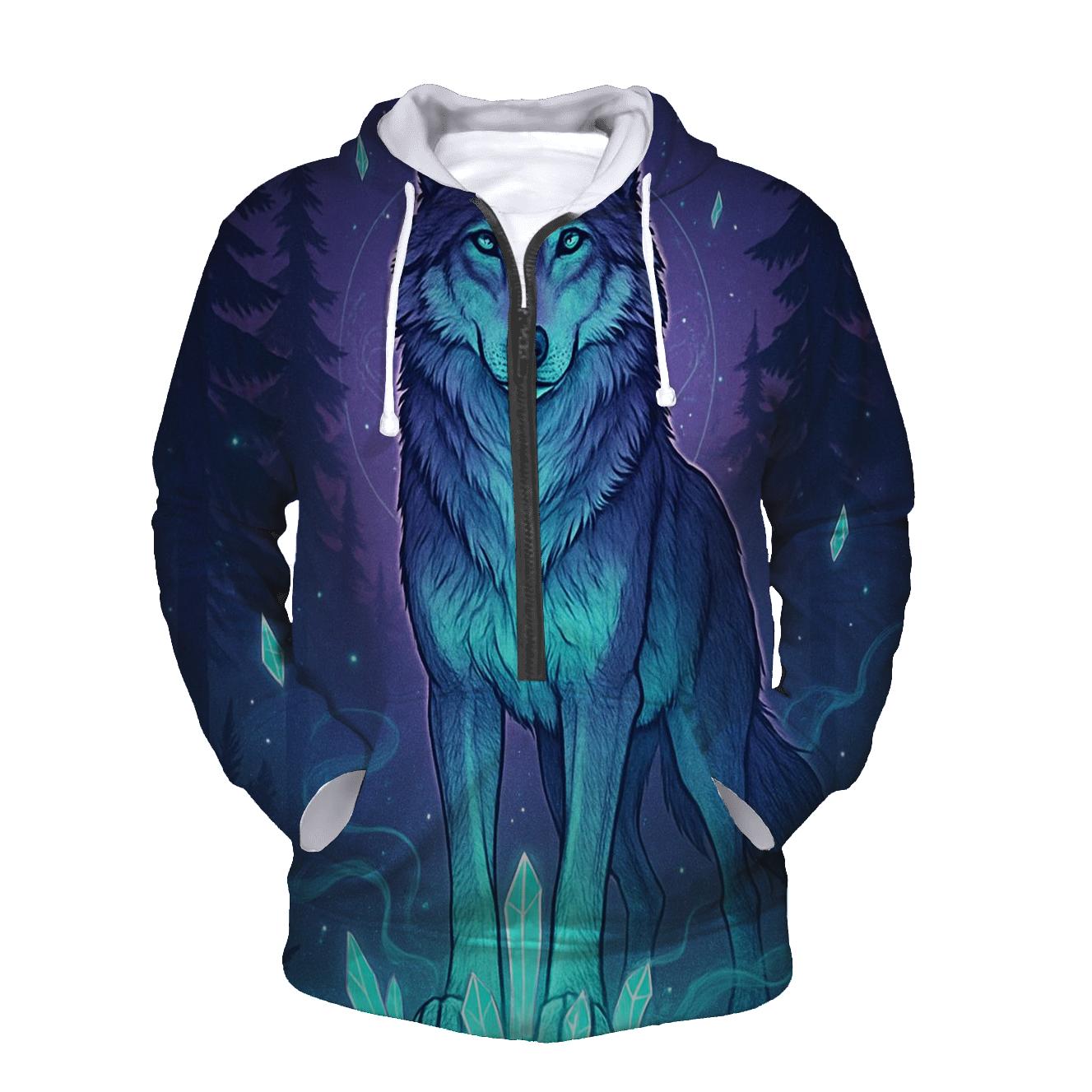 Crystal Grove Guardian Wolf hoodies fashion