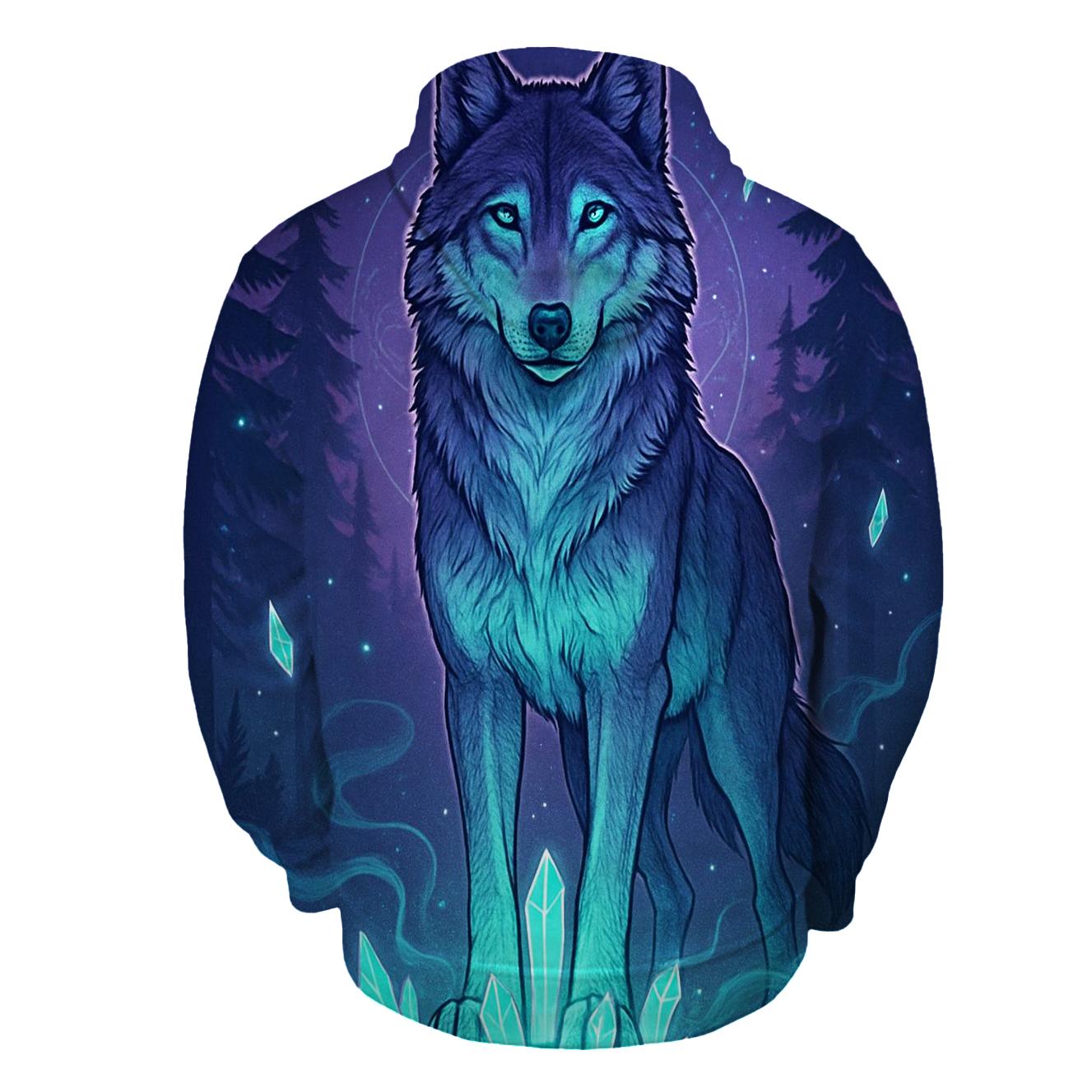 Crystal Grove Guardian Wolf hoodies fashion