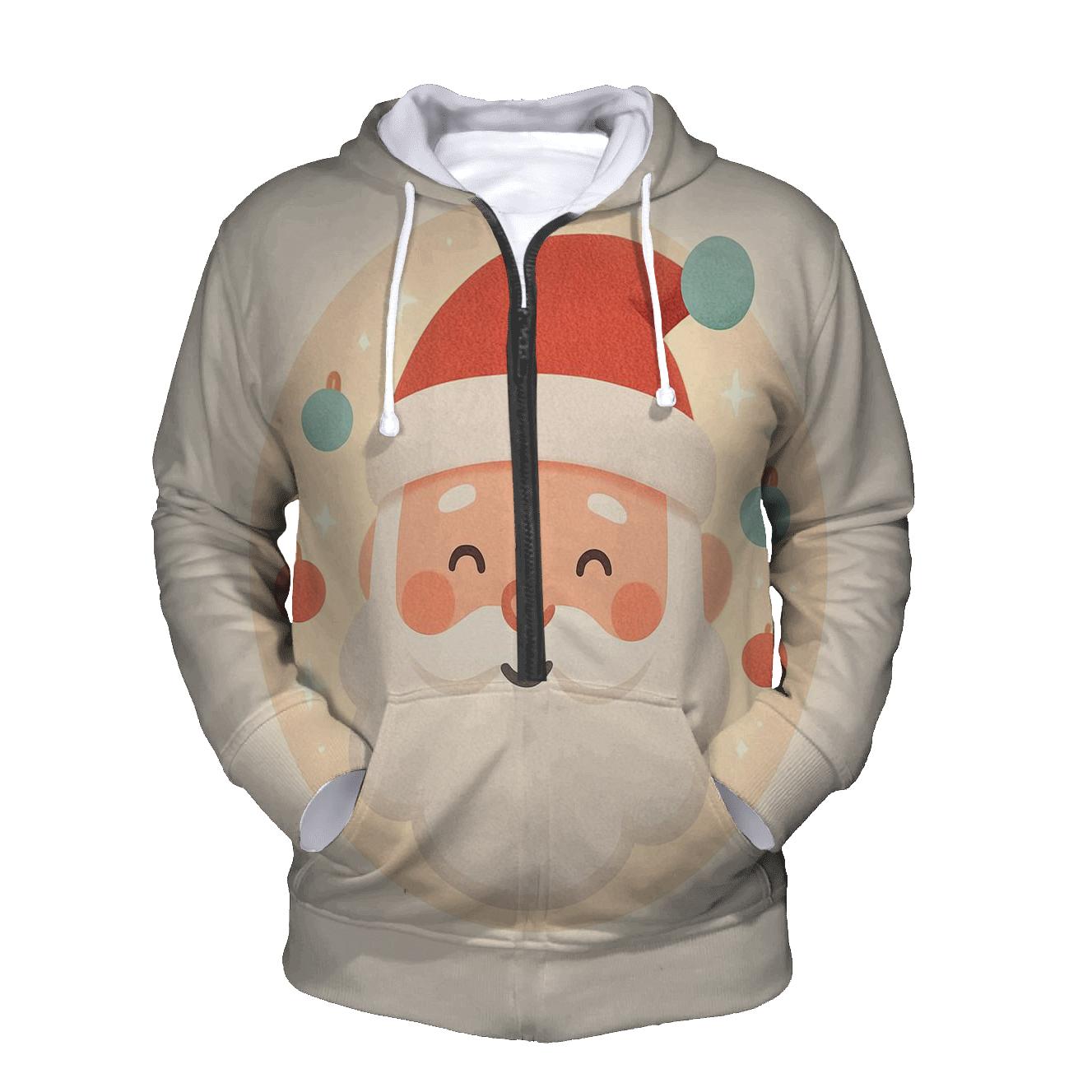 Minimal Santa Face With Frosted Ornament Halo hoodies fashion