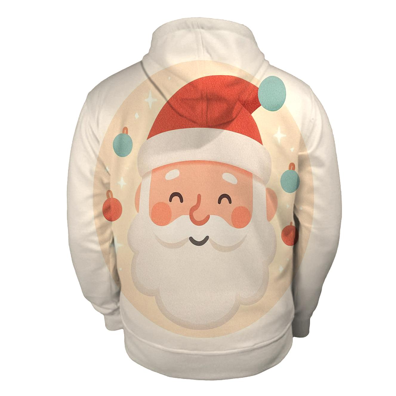 Minimal Santa Face With Frosted Ornament Halo hoodies fashion