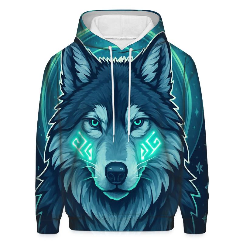 Aurora Rune Sentinel Wolf hoodies fashion