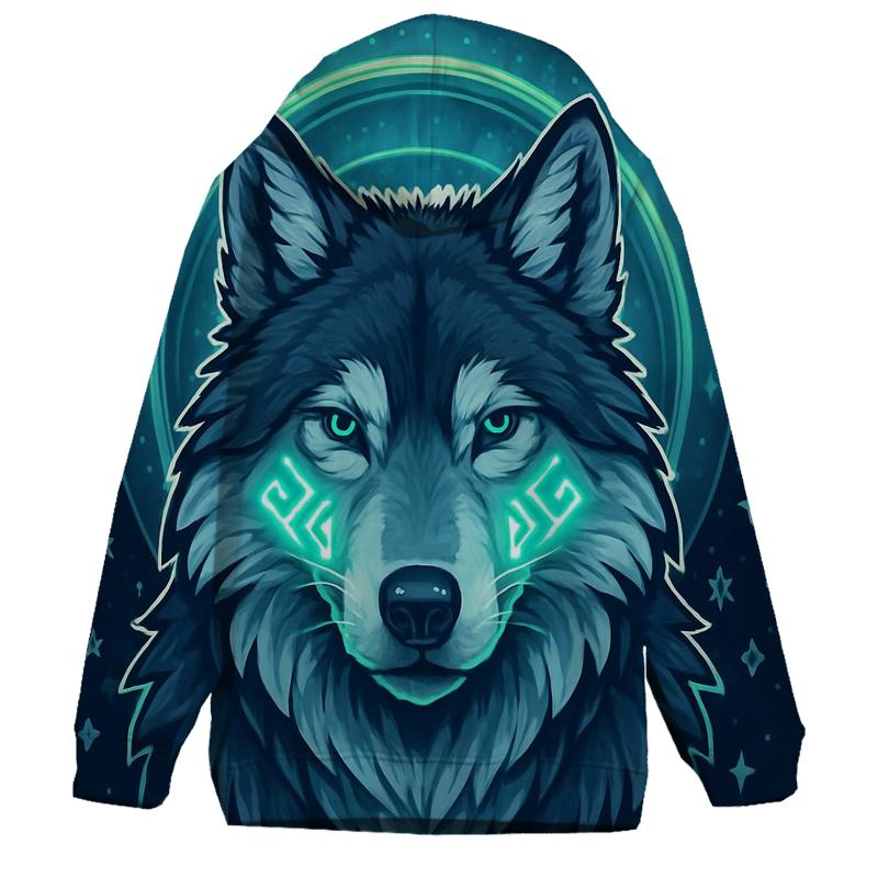 Aurora Rune Sentinel Wolf hoodies fashion