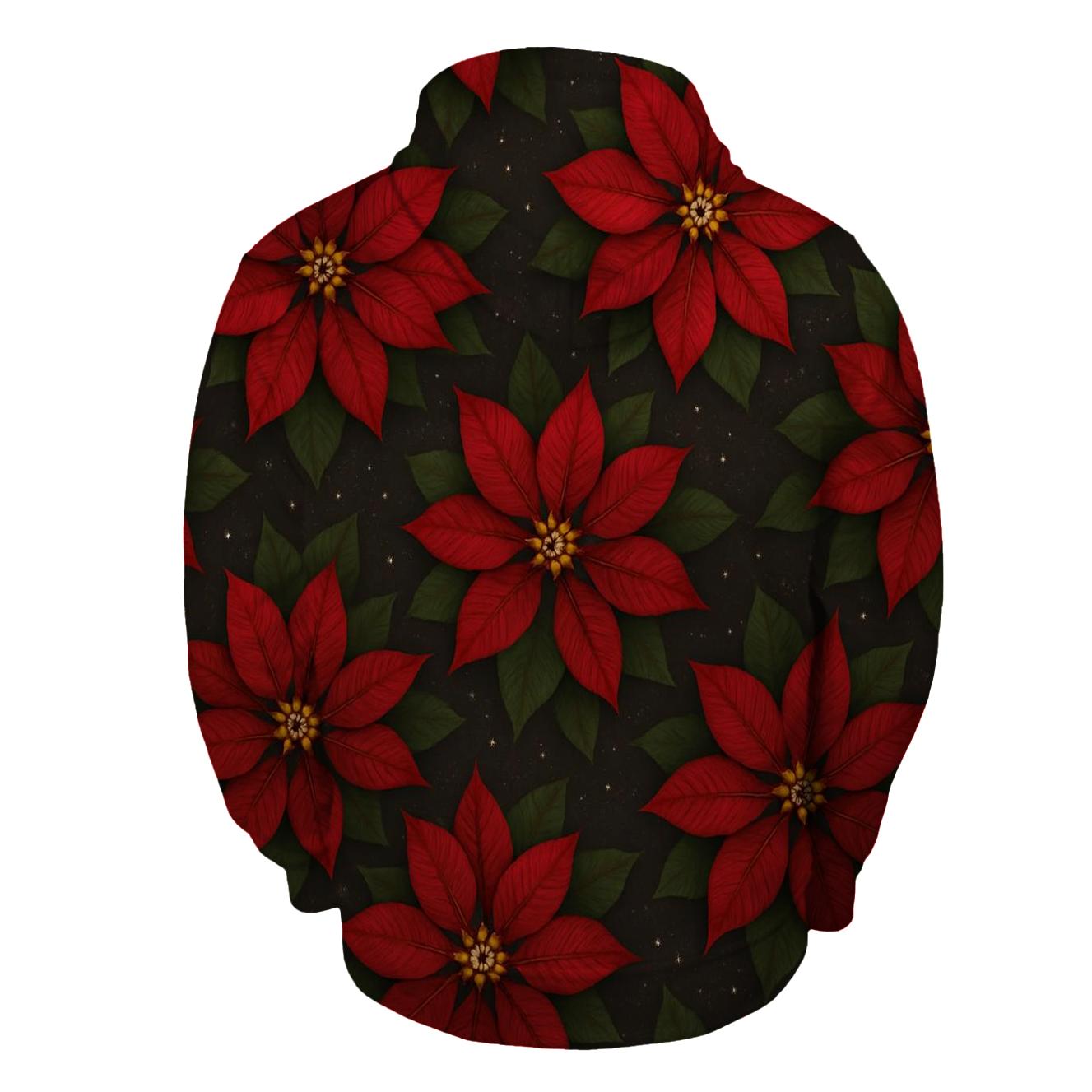 Poinsettia Radial Rosette Repeat On Charcoal Background hoodie designs