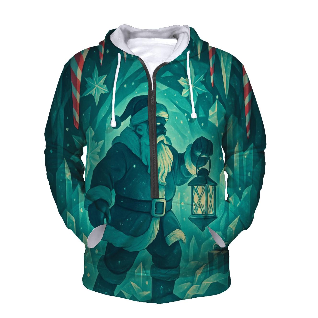 Santa In Crystal Cave Of Peppermint Ice printed hoodies