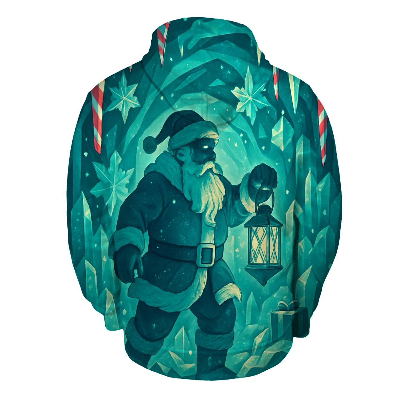 Santa In Crystal Cave Of Peppermint Ice printed hoodies