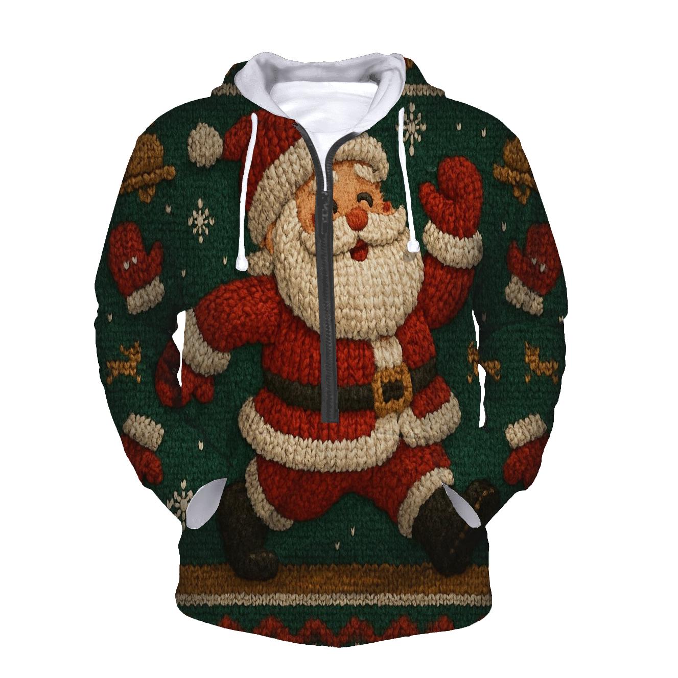 Retro Knit Pattern Santa Parade Scene premium hoodies