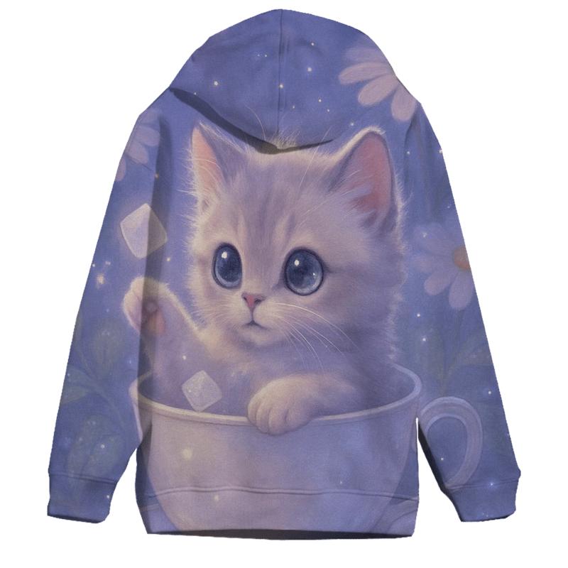 Moonlit Teacup Kitten Garden zip-up hoodies