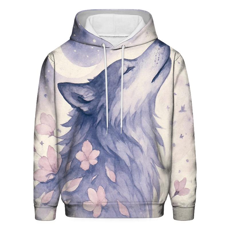 Ink Bloom Moonlit Wolf premium hoodies
