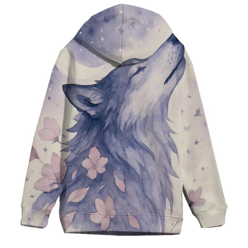 Ink Bloom Moonlit Wolf premium hoodies