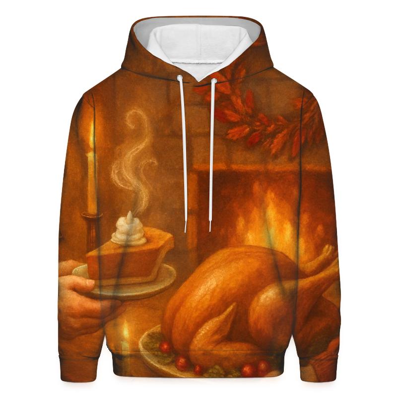 Candlelit Gratitude Hearth printed hoodies