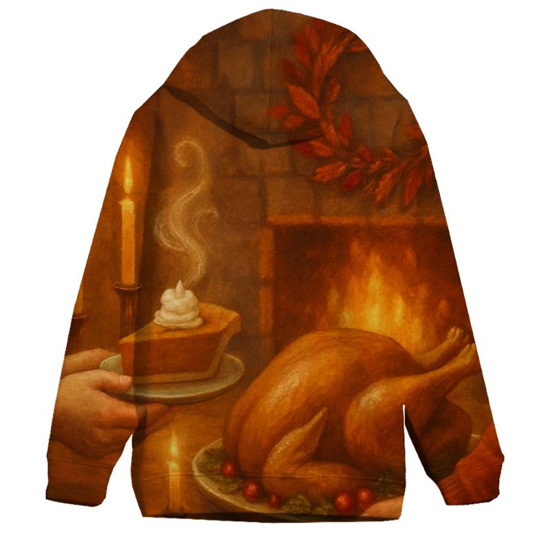 Candlelit Gratitude Hearth printed hoodies