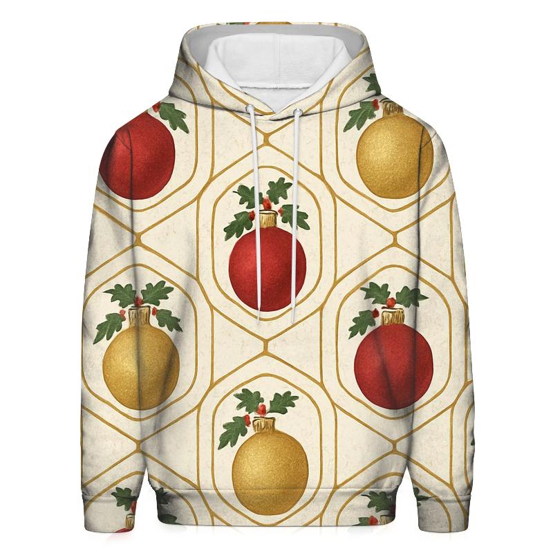 Crimson Ornament Medallion Tessellation On Ivory Background graphic hoodies