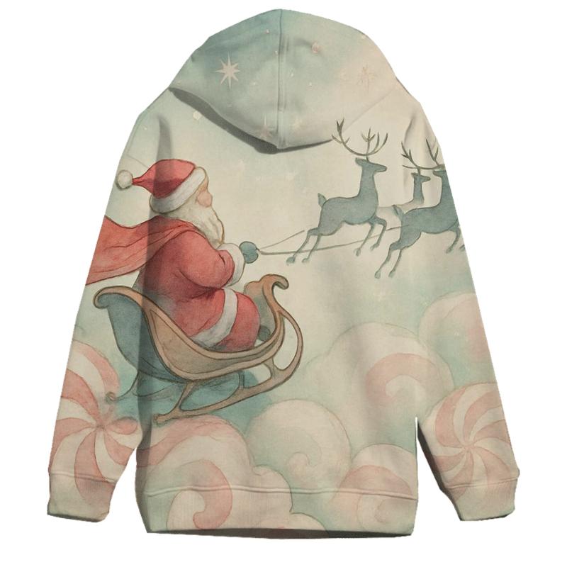 Dreamy Watercolor Sleigh Through Cloud Candy custom hoodies