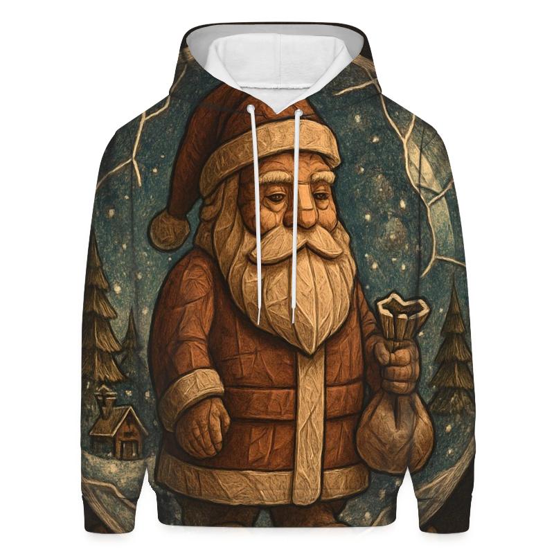 Wood Carved Santa In Vintage Snow Globe Scene hoodie trends