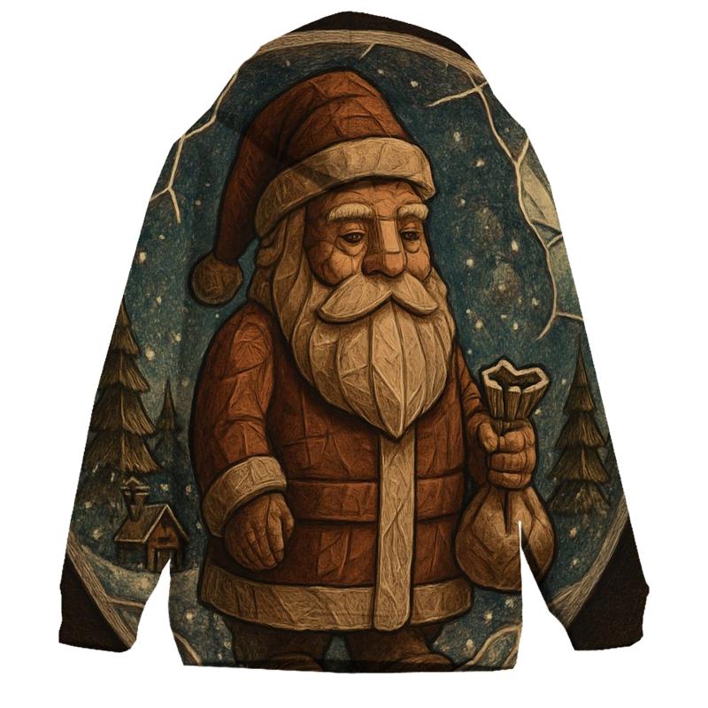 Wood Carved Santa In Vintage Snow Globe Scene hoodie trends