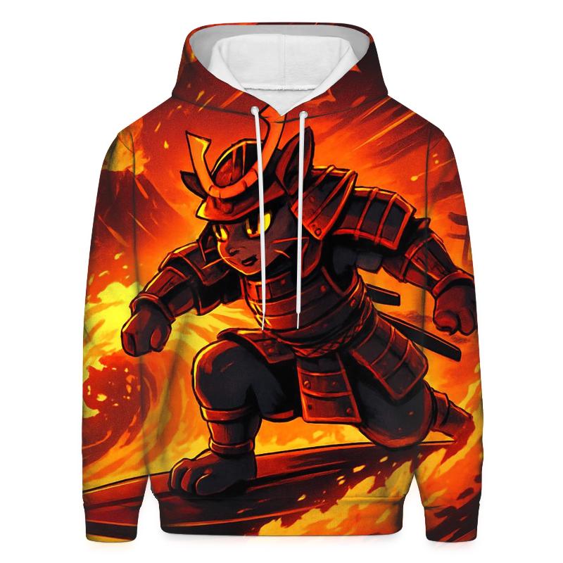 Volcanic Surf Samurai Cat lightweight hoodies