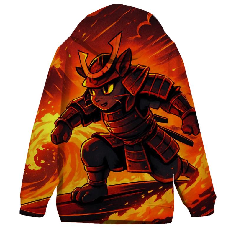 Volcanic Surf Samurai Cat lightweight hoodies