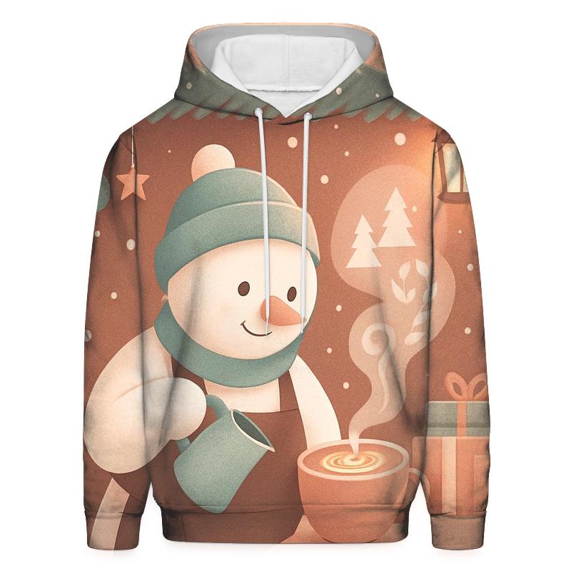 Snowman Barista Cocoa Cloud Art embroidered hoodies