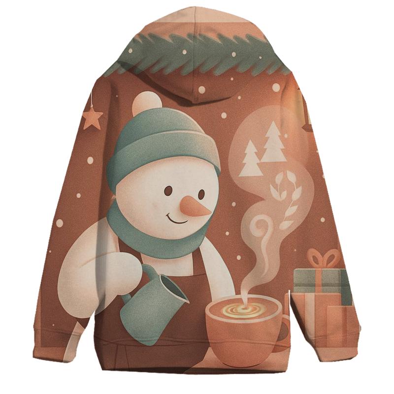 Snowman Barista Cocoa Cloud Art embroidered hoodies