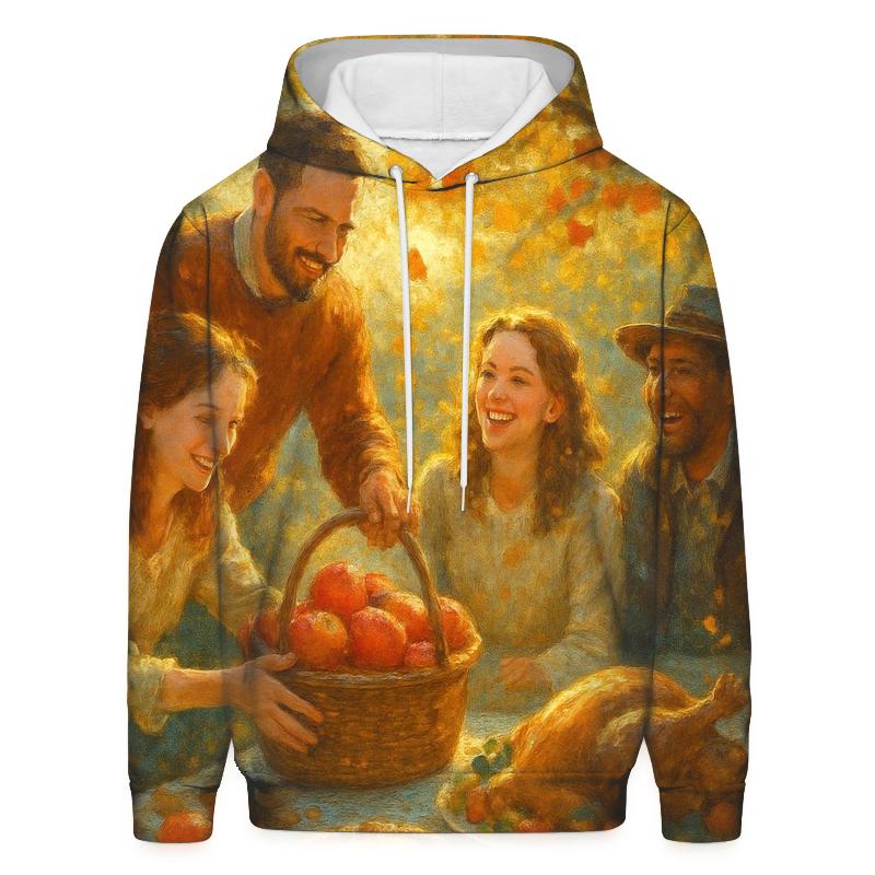 Golden Orchard Gratitude Gathering printed hoodies