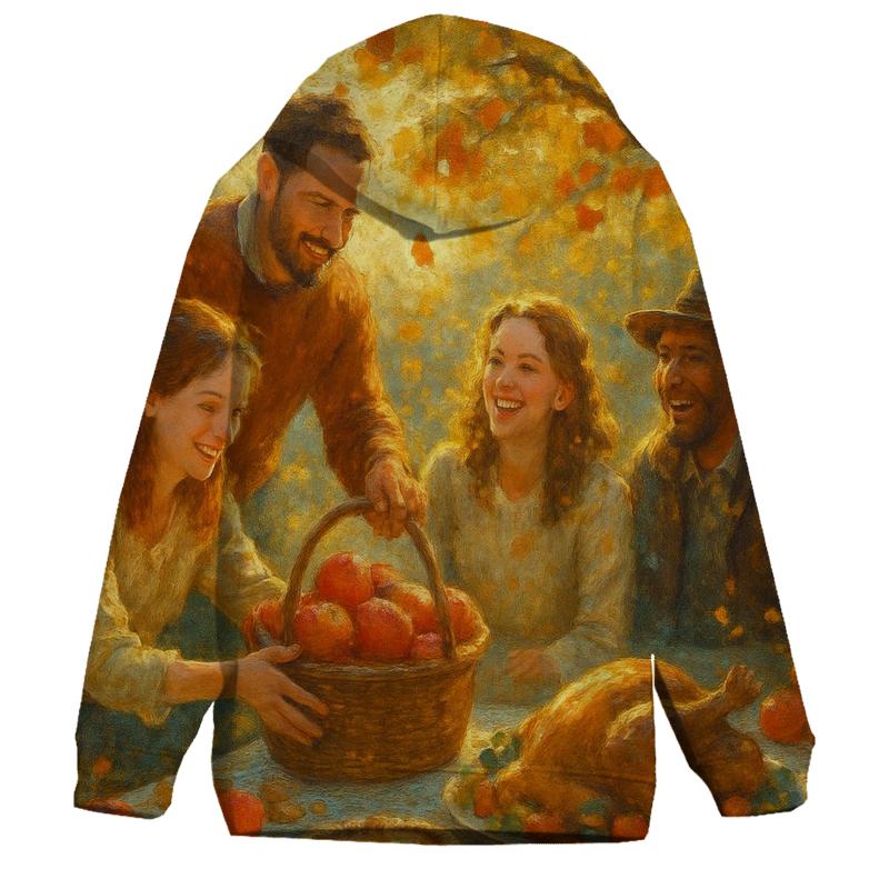 Golden Orchard Gratitude Gathering printed hoodies