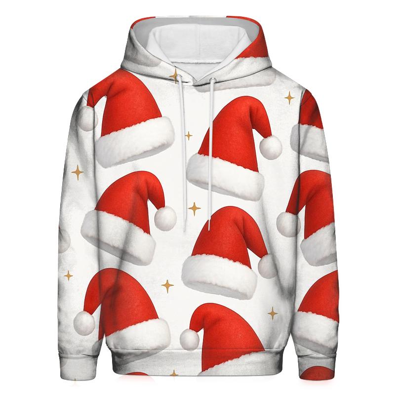 Red Santa Hat Stripe Repeat On White Background pullover hoodies