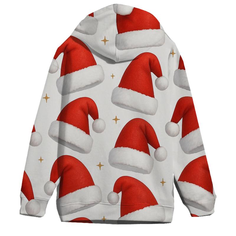 Red Santa Hat Stripe Repeat On White Background pullover hoodies