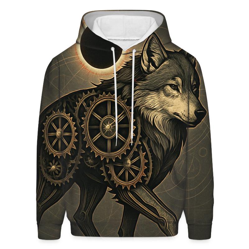 Clockwork Eclipse Wolf embroidered hoodies