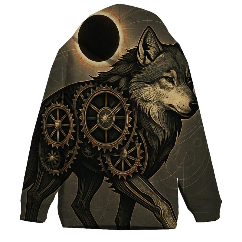 Clockwork Eclipse Wolf embroidered hoodies