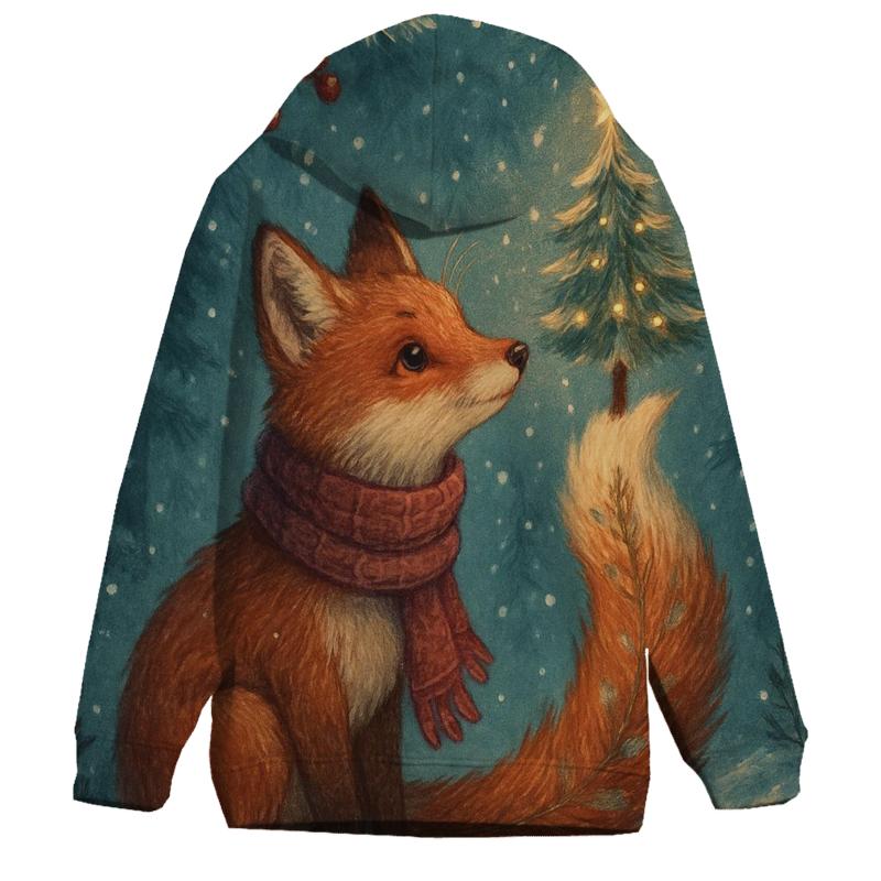 Christmas Tree Fox In Lantern Snow zip-up hoodies
