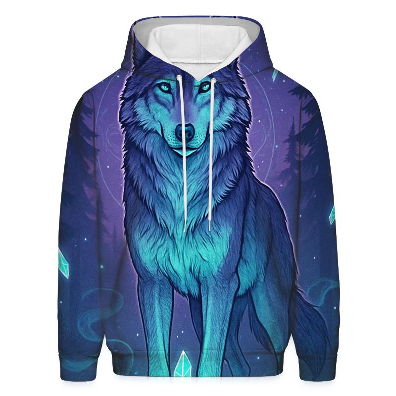 Crystal Grove Guardian Wolf graphic hoodies