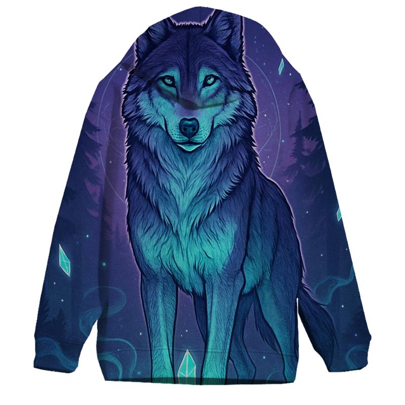 Crystal Grove Guardian Wolf graphic hoodies