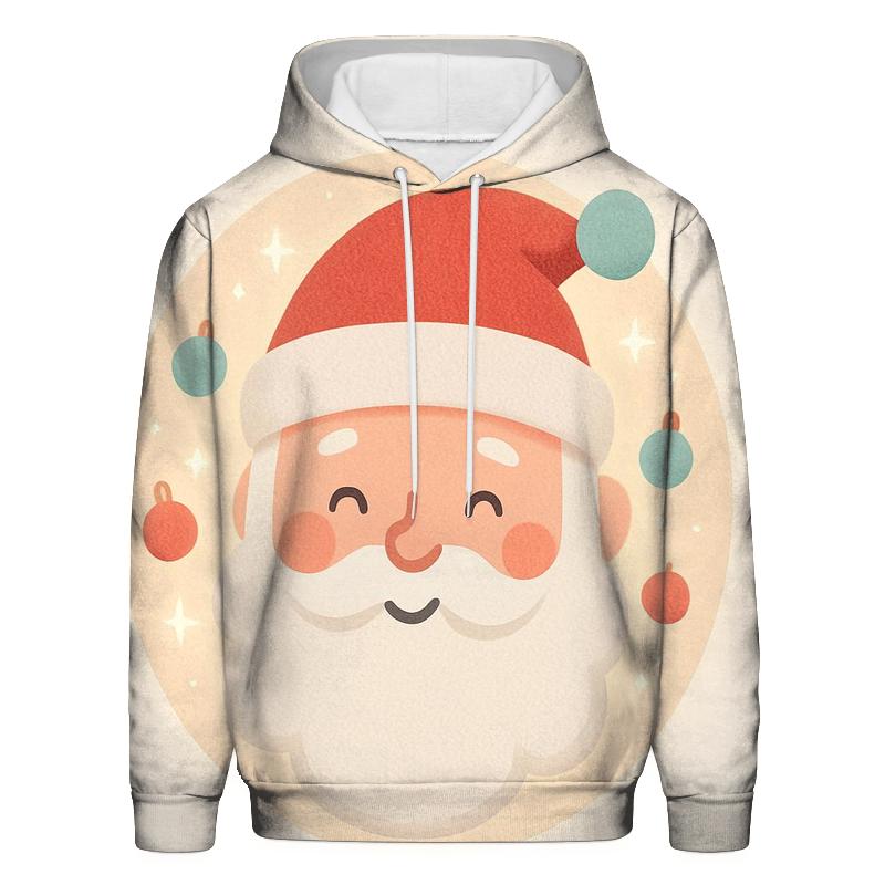 Minimal Santa Face With Frosted Ornament Halo pullover hoodies