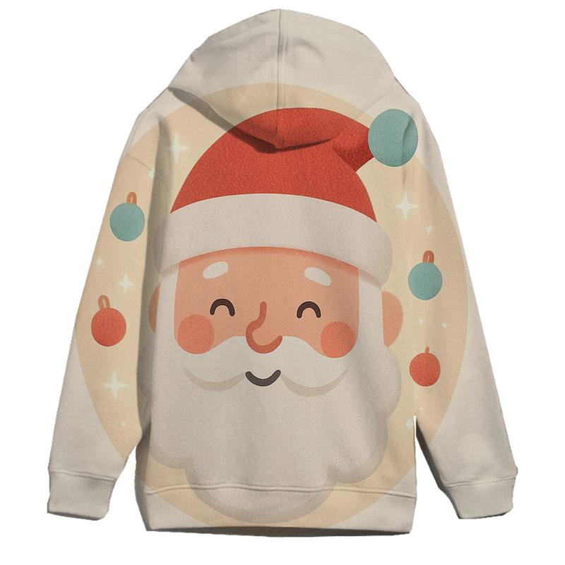 Minimal Santa Face With Frosted Ornament Halo pullover hoodies