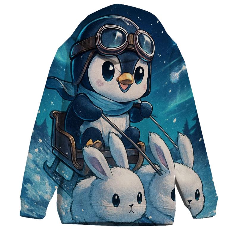 Penguin Sleigh Ride Through Northern Lights hoodie styles