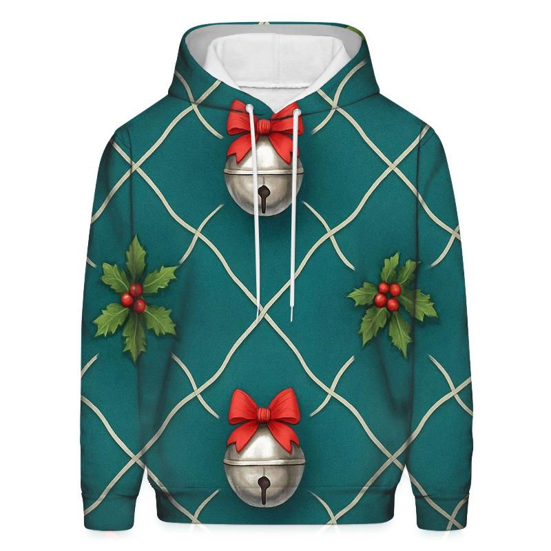 Silver Bell Lattice On Teal Background zip-up hoodies