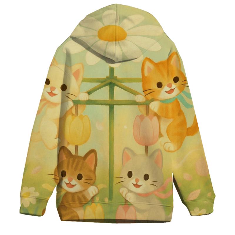 Meadow Carousel Blossom Cats custom hoodies