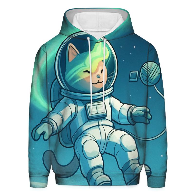 Polar Aurora Astronaut Cat pullover hoodies