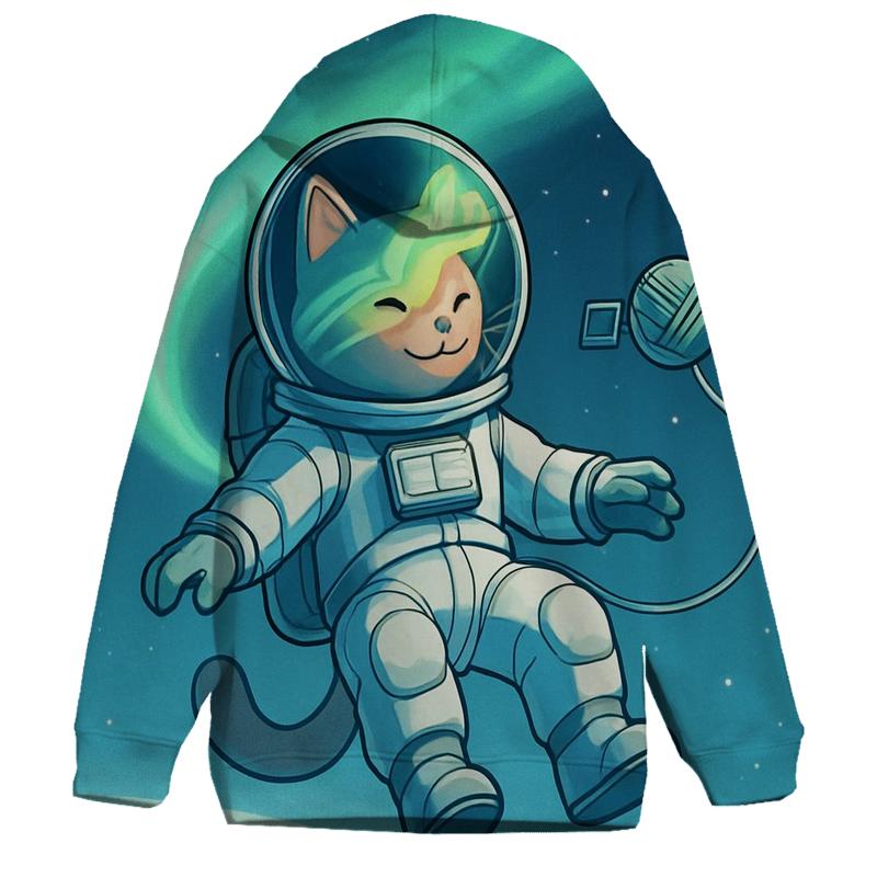 Polar Aurora Astronaut Cat pullover hoodies