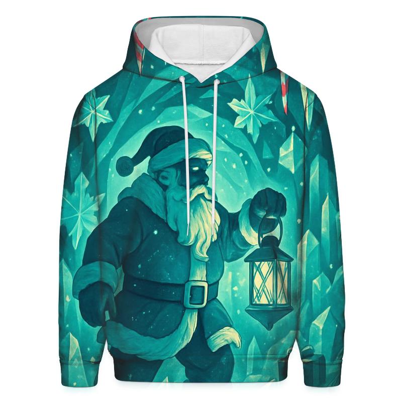 Santa In Crystal Cave Of Peppermint Ice embroidered hoodies