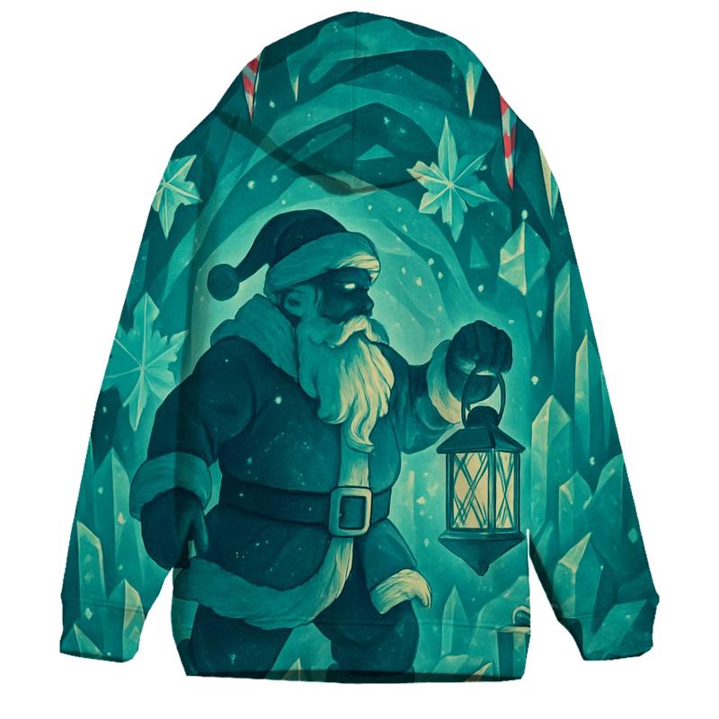 Santa In Crystal Cave Of Peppermint Ice embroidered hoodies