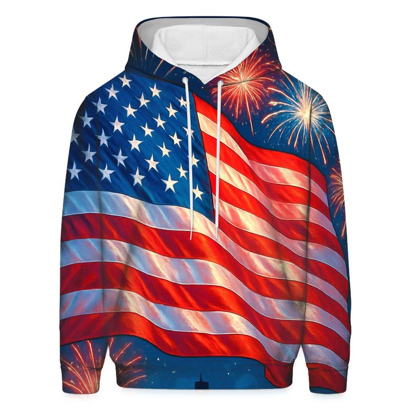 Firework Skyline Flagburst pullover hoodies