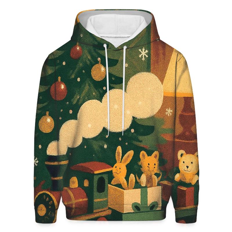 Vintage Holiday Poster Toy Train Carousel embroidered hoodies