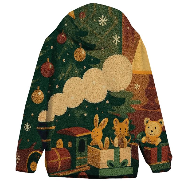 Vintage Holiday Poster Toy Train Carousel embroidered hoodies