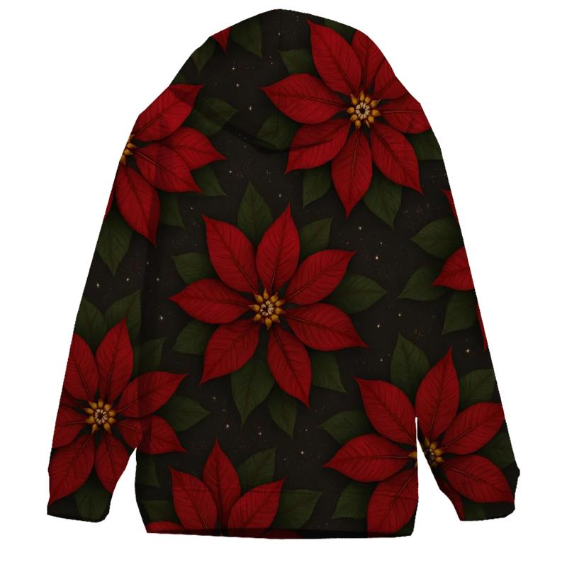 Poinsettia Radial Rosette Repeat On Charcoal Background pullover hoodies